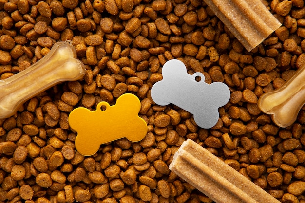 Vista dall'alto sugli accessori per animali domestici