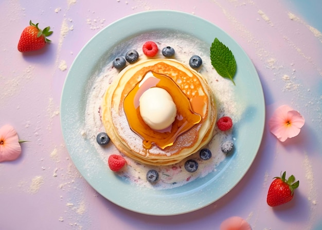 Free photo top view photorealistic pancakes