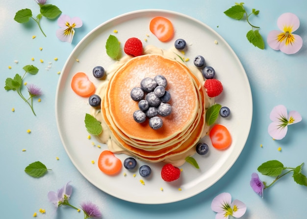 Free photo top view photorealistic pancakes