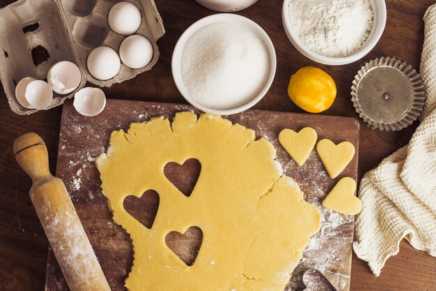 Top view pie dough preparation