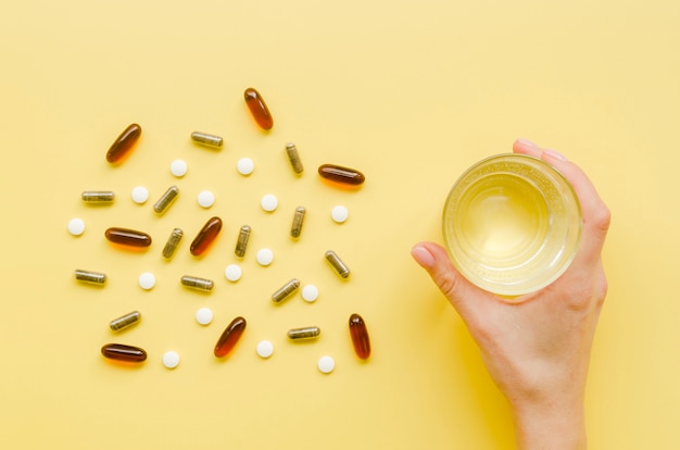 Top view pills assortment