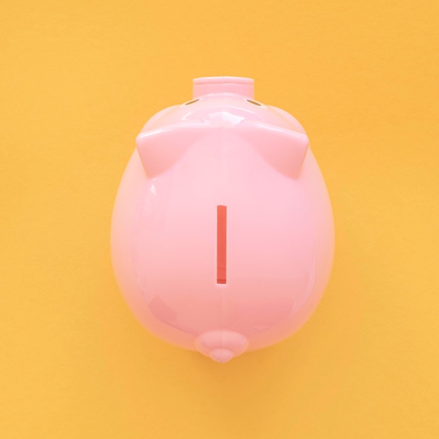 Free photo top view pink piggy bank