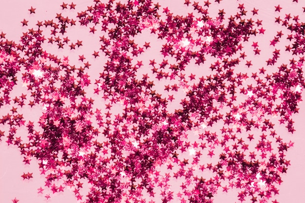 Top view pink sequins pile