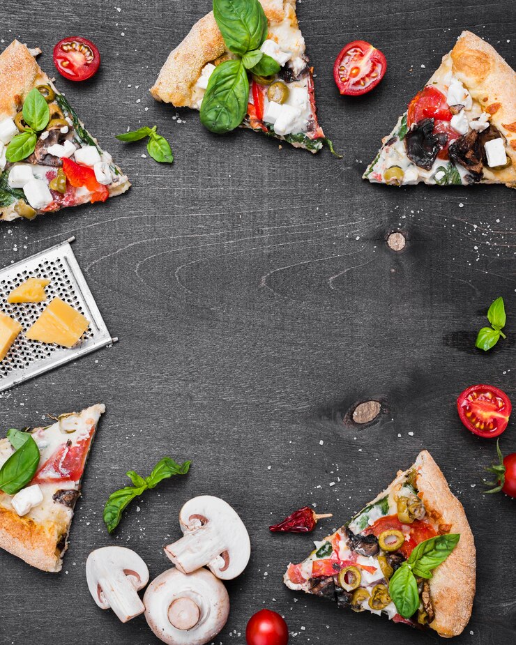 Free Photo top view pizza circular frame