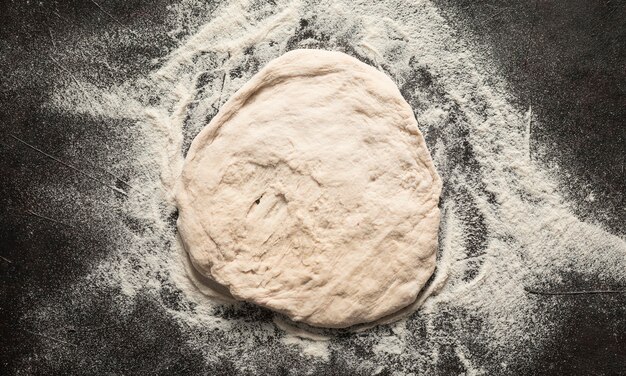 Top view pizza dough