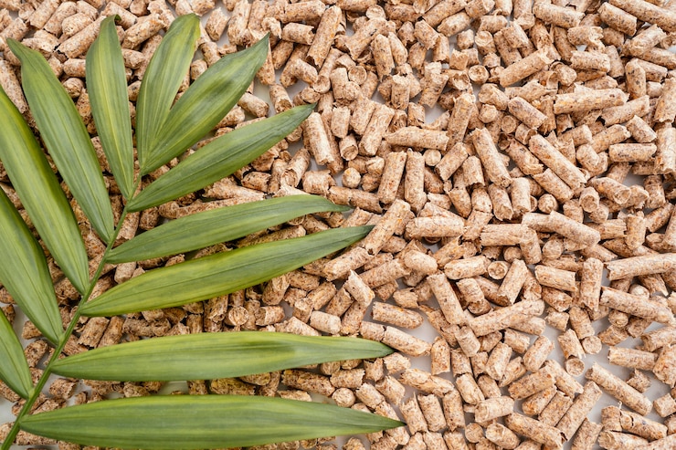 Free Photo top view of plant leaves of pellets with copy space