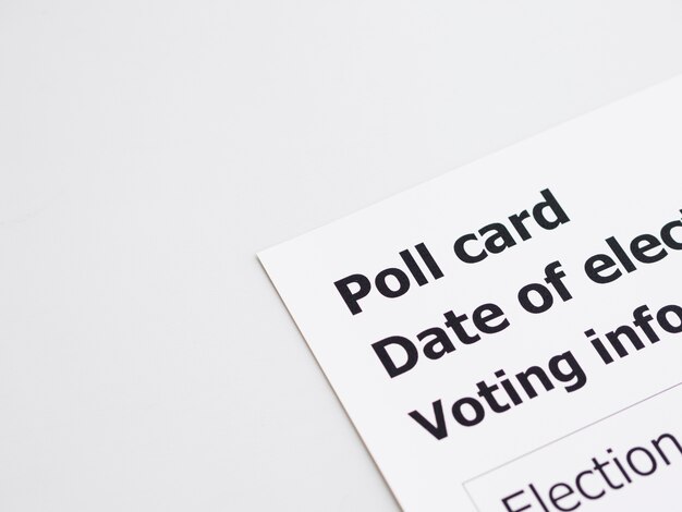 Top view poll card on white background