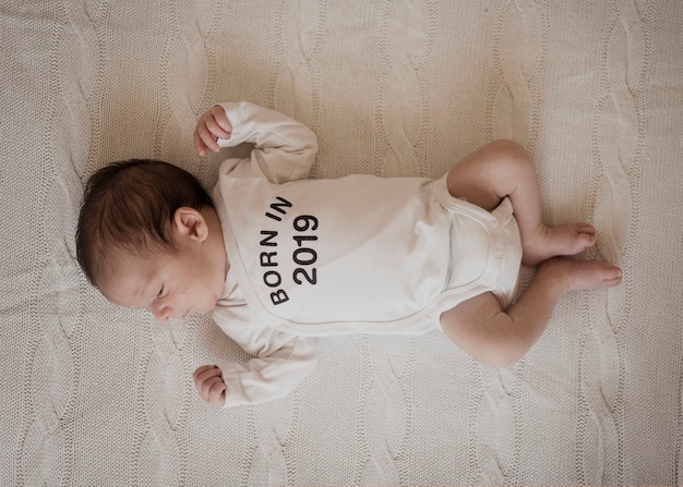 Top view portrait of adorable baby