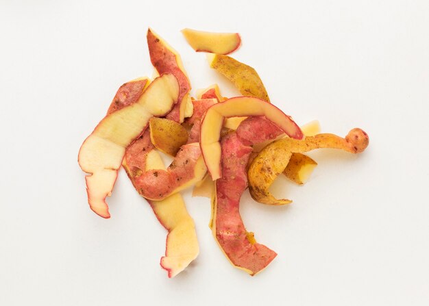 Top view potato peels