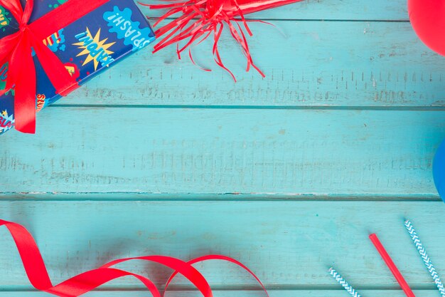 top view present with birthday elements
