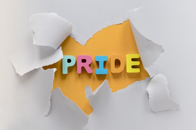 Top view pride word