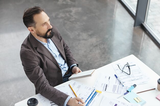 Top view of professional employer dressed formally