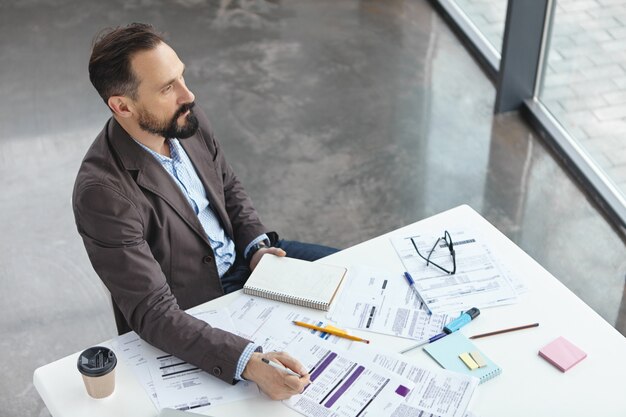 Top view of professional employer dressed formally