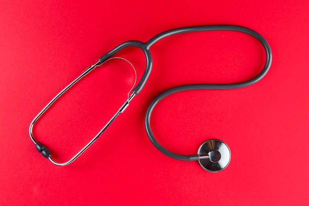 Top view professional stethoscope on the table