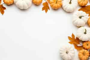 Free photo top view pumpkins arrangement with copy space