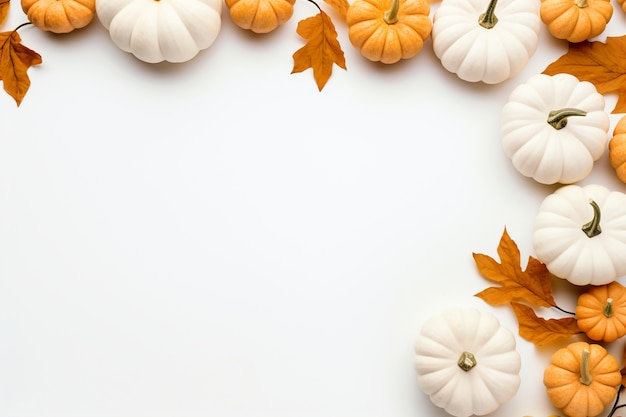 Top view pumpkins arrangement with copy space