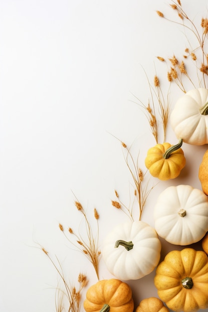 Free photo top view pumpkins arrangement