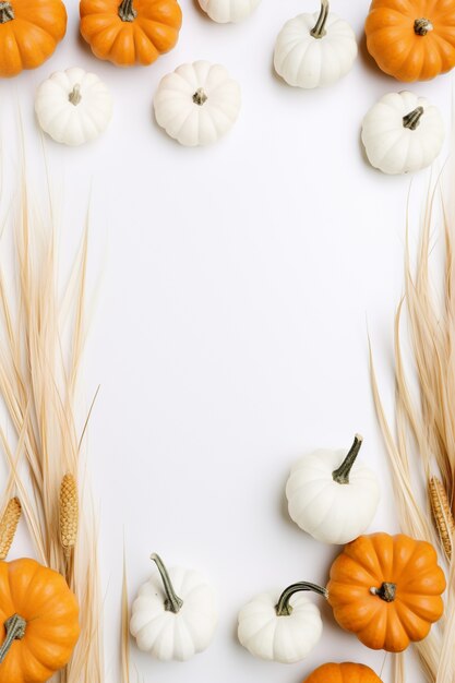 Free photo top view pumpkins arrangement