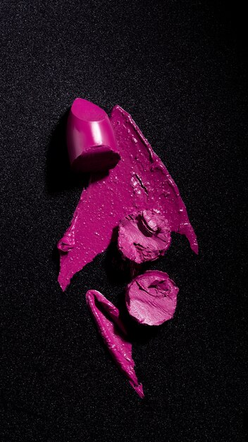 Top view purple lipstick texture