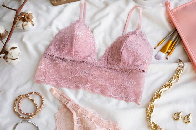 top view quality female bra still life