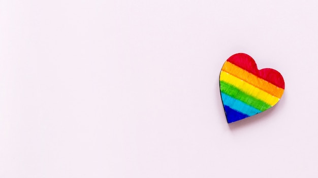 Top view rainbow heart with copy-space