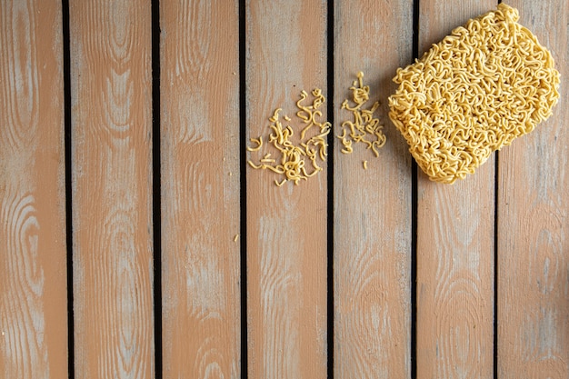 Top view of raw instant noodle