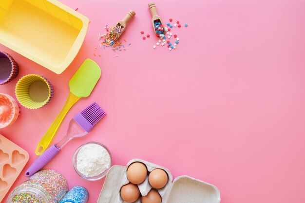 Top view on recipe book still life concept