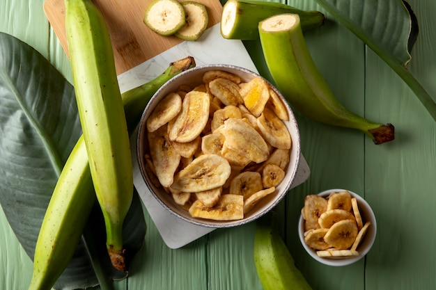 Free photo top view  recipe with plantain banana