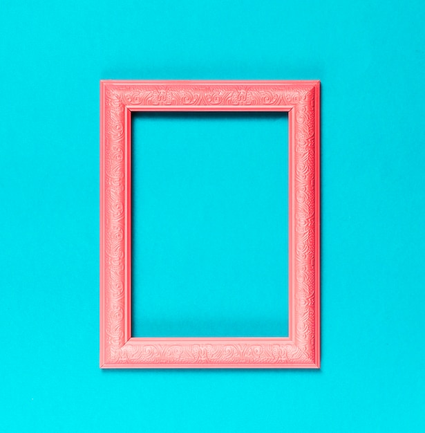 Free photo top view red decorative frame