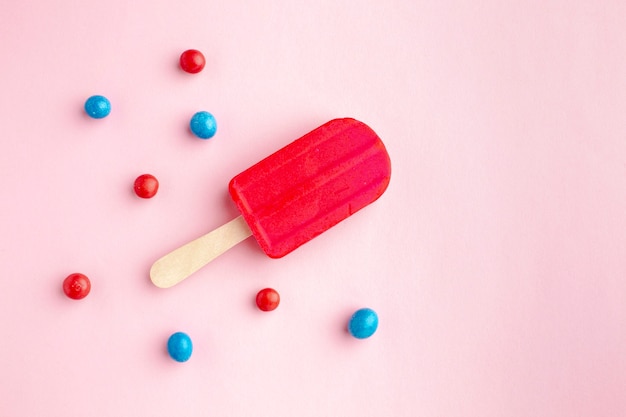 Top view red flavoured ice cream