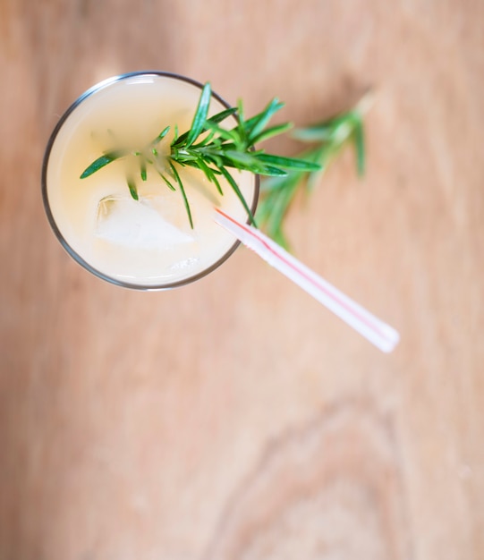 Top view of refreshing drink