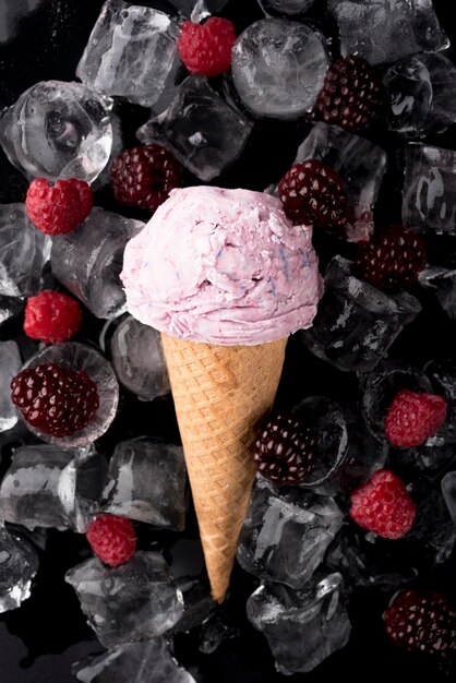 Top view refreshing ice cream ready to be served