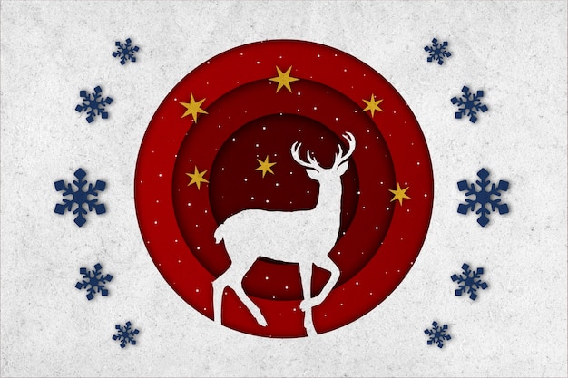 Free photo top view reindeer and snowflakes