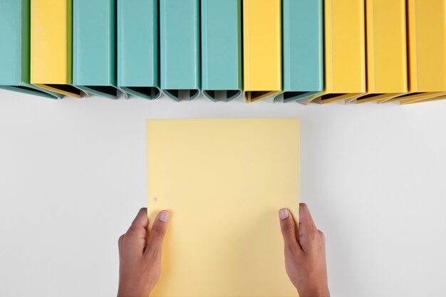 Top view over ring binder