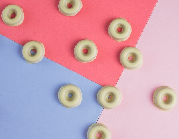 Top view ring-shaped pastries