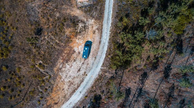 Top view of a road to the beach in Algarve, Portugal