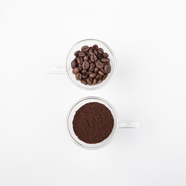 Free photo top view roasted coffee beans