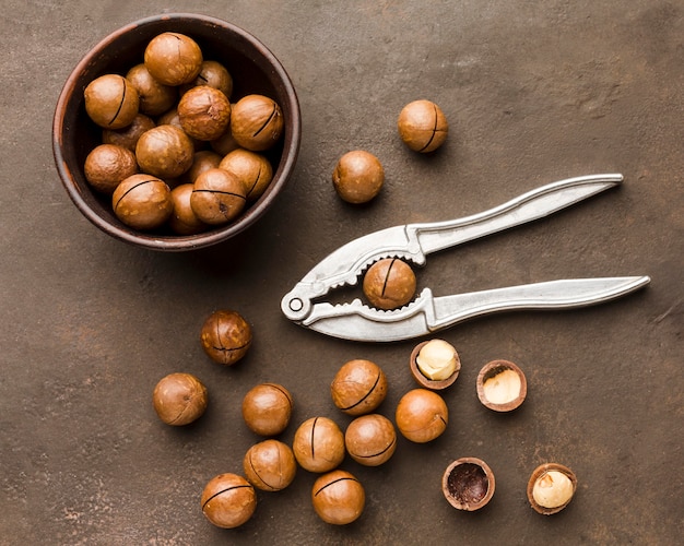 Top view roasted hazelnuts