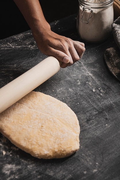 Top view rolling dough composition