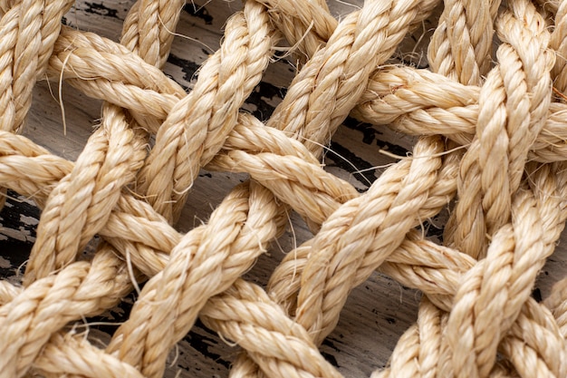 Top view rope texture composition close-up