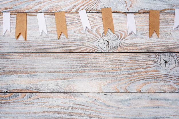 Top view of rope on wooden table