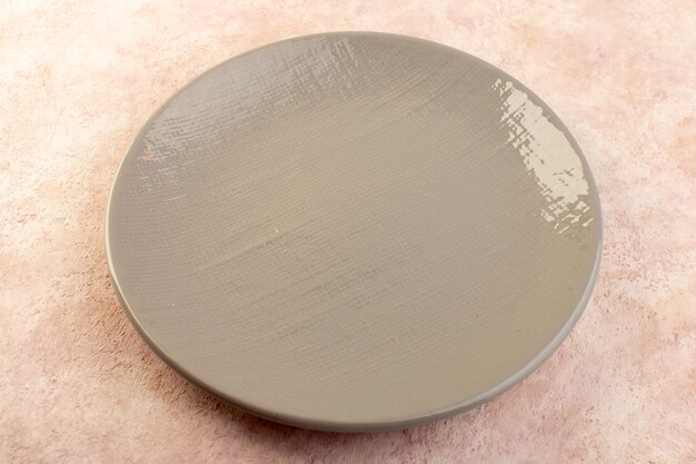 A top view round plate empty glass made isolated