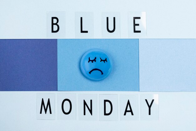 Top view of sad face for blue monday