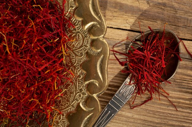 Top view saffron still life arrangement