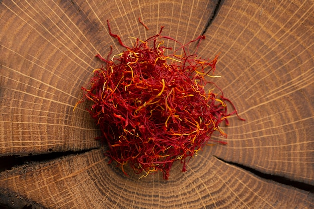 Top view saffron still life arrangement