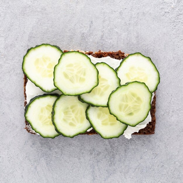 Top view sandwiches with cucumbers