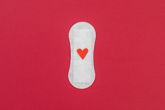 Top view sanitary towel with heart