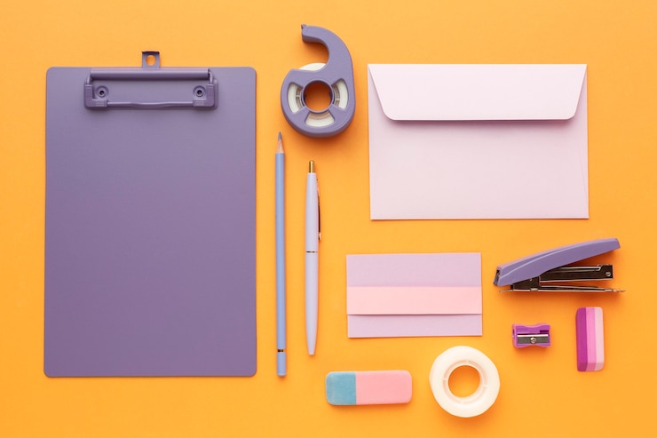 Free Photo top view school items arrangement