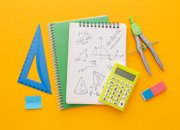 Top view school supplies composition