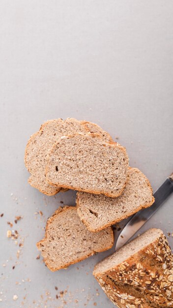 Top view seeds bread arrangement